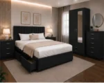 Complete Home Furniture Set - King Size Bed - 2 Door Mirror Wardrobe - Chest of Five Drawers - Two Bedside Tables - Image 3