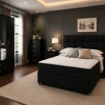 Premium king Bed Bedroom Set with Three Door Wardrobe With Four Drawer - Chest of Five Drawers With Two Bed Side Table