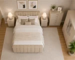 Premium Bedroom Set - King Size Bed - 4 Door Mirror Wardrobe - Five Drawer Chest - Bedside Table Pair - Image 2