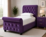 Designer Purple Sleigh Bed Frame – Luxury 3ft Single Bed - Image 2
