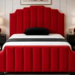 Bold Red Arizona Super King Size Upholstered Bed Frame 200 × 200 cm -Luxury Velvet Bed with Wingback Headboard