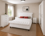 Luxury King Size Bed Furniture Set - Six Door Wardrobe With Four Drawer - Chest of Five Drawers With Two Bed Side Table - Image 2