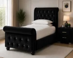 Modern Black Sleigh Bed 3ft – Elegant Upholstered Single Bed - Image 2