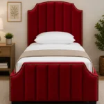 Arizona Grand Red Single Bed with Premium Panel Headboard-Single Bed(90*190cm)-Bed with Mattress