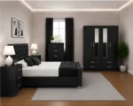 Premium King Size Bed Bedroom Set - Four Door Wardrobe With Four Drawer - Chest of Five Drawers With Two Bed Side Table - Image 2