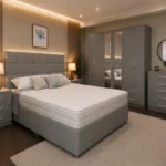 Contemporary Bedroom Furniture Set King Size Bed – Six Door Wardrobe – Five Drawer Chest – Two Nightstand