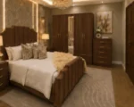 Luxury King Bed Furniture Set - five Door Wardrobe With Four Drawer - Chest of Five Drawers With Two Bed Side Table - Image 4