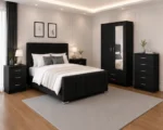 King Size Bed Home Collection - Two Door Mirror Wardrobe With Bottom Drawer - Chest of Five Drawers - Two Bedside Tables - Image 5
