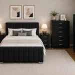 King Size Bed Furniture Set - Six Door Wardrobe With Four Drawer - Chest of Five Drawers With Two Bed Side Table