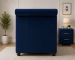 Premium Blue Single Sleigh Bed with Rolled Footboard-Single Bed with Mattress - Image 4