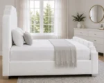 White Arizona Prestige Double Bed - Modern Upholstered Bed Frame-Double Bed(160*200cm)with Mattress - Image 4