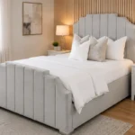 Off-White Arizona King Size Designer Bed Frame – Luxury Velvet Upholstered Bed