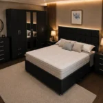 Elegant Bedroom Set – King Size Bed– Six Door Mirror Wardrobe – 5 Drawer Chest – Two Bedside Tables