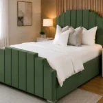 Arizona Forest Green King Size Upholstered Bed Frame - Luxury Velvet Platform Bed with Modern Headboard