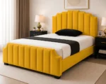 Golden Yellow Designer Collection-Golden Yellow Arizona Super King Bed-Luxury Upholstered Velvet Finish - Image 2