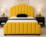 Golden Yellow Designer Collection-Golden Yellow Arizona Super King Bed-Luxury Upholstered Velvet Finish