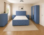 Premium King Size Bed Bedroom Set - Five Door Wardrobe With One Mirror And Four Bottom Drawers - Chest of Five Drawers With Two Bed Side Tables - Image 4