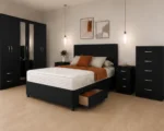 Premium Bedroom Furniture Collection – King Size Bed with Storage – Mirrored Wardrobe – 5 Drawer Chest – Bedside Units - Image 5