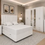 Modern Home Bedroom Set – King Size Divan Bed – Large Mirrored Wardrobe – Chest of Drawers – Bedside Pair