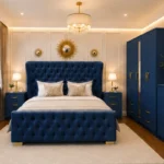 Complete King Bedroom Furniture Set – With Five Door Wardrobe With One Long Mirror - Chest of Five Drawers With Two Bed Side Table