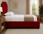Arizona Grand Red Single Bed with Premium Panel Headboard-Single Bed(90*190cm)-Bed with Mattress - Image 3