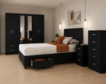 Premium Bedroom Furniture Collection – King Size Bed with Storage – Mirrored Wardrobe – 5 Drawer Chest – Bedside Units - Image 2