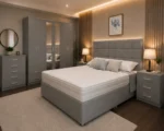 Contemporary Bedroom Furniture Set King Size Bed – Six Door Wardrobe – Five Drawer Chest – Two Nightstand - Image 4