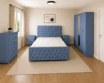 Premium King Size Bed Bedroom Set - Five Door Wardrobe With One Mirror And Four Bottom Drawers - Chest of Five Drawers With Two Bed Side Tables - Image 2
