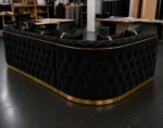 Madrid 5 Seater Black Velvet Corner Sofa with Gold Trim - Image 5