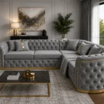 Madrid Grey Velvet 5 Seater Corner Sofa – Modern Living Room Furniture