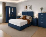 Complete King Size Bed Bedroom Set - 3 Door Wardrobe With Two Full Length Mirrors And Two Bottom Drawers - Five Drawer Chest - Two Bedside Tables - Image 2