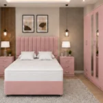 King Size Bed Furniture Set – 6 Door Wardrobe with Mirrors – Five Drawer Chest – Two Bedside Units