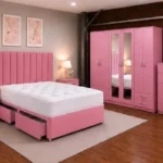 King Size Bed Furniture Set - Six Door Wardrobe With Four Drawer - Chest of Five Drawers With Two Bed Side Table
