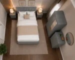King Size Bed Bedroom Collection - Two Door Mirror Wardrobe With Bottom Drawer - Five Drawer Chest - Bedside Table Pair - Image 3