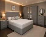 Contemporary Bedroom Furniture Set King Size Bed – Six Door Wardrobe – Five Drawer Chest – Two Nightstand - Image 5