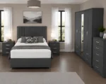 Complete Luxury Furniture Suite – King Size Bed with 5 Door Wardrobe, Five Drawer Chest & Two Matching Bed Side Tables
