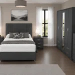Complete Luxury Furniture Suite – King Size Bed with 5 Door Wardrobe, Five Drawer Chest & Two Matching Bed Side Tables