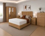 King Size Bed Home Furniture Collection - 3 Door Wardrobe With Two Mirrors And Two Bottom Drawers - Chest of Five Drawers - Image 4