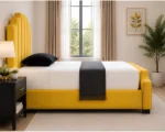 Golden Yellow Designer Collection-Golden Yellow Arizona Super King Bed-Luxury Upholstered Velvet Finish - Image 3
