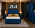 Wooden King Size Bed Furniture Set - Six Door Wardrobe With Four Drawer - Chest of Five Drawers With Two Bed Side Table