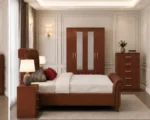 Contemporary King Size Bed Set - four Door Wardrobe With Four Drawer & 2 mirror - Chest of Five Drawers With Two Bed Side Table - Image 2