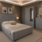 Luxury King Size Bed Furniture Set - two Door Wardrobe With two Drawer - Chest of Five Drawers With Two Bed Side Table
