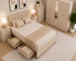 Luxury King Size Bed Furniture Set – Five Door Wardrobe with Four Bottom Drawers – Chest of Five Drawers with Two Bedside Tables - Image 3