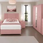 King Size Bed Furniture Set – 5 Door Wardrobe with Full Length Mirror & 4 Bottom Drawers