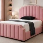Rose Pink Arizona King Size Designer Bed Frame – Luxury Velvet Upholstered Bed