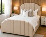 Arizona Warm Beige Super King Velvet Bed Frame – 200 × 200 cm-Super King with Mattress - Image 2