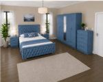 Elegant Bedroom Collection - King Size Bed - Five Door Mirror Wardrobe With Four Drawers - Chest of Five Drawers - Two Bedside Tables - Image 4