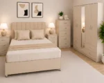 Luxury King Size Bed Furniture Set – Five Door Wardrobe with Four Bottom Drawers – Chest of Five Drawers with Two Bedside Tables - Image 2