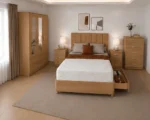 King Size Bed Home Furniture Collection - 3 Door Wardrobe With Two Mirrors And Two Bottom Drawers - Chest of Five Drawers