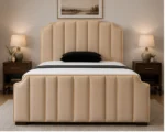 Beige Arizona Super King Size Upholstered Bed Frame 200 × 200 cm - Luxury Velvet Bed with Mattress